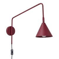 Wandlampe Stahl Burgund Schalter Stecker E14 B:14cm