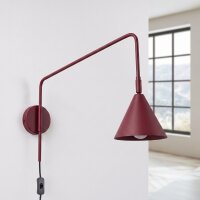 Wandlampe Stahl Burgund Schalter Stecker E14 B:14cm