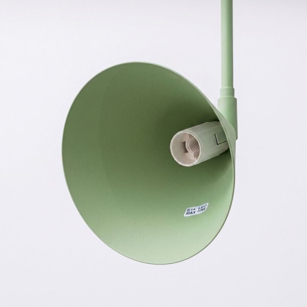 Wandlampe Stahl Salbei Schalter Stecker E14 B:14cm