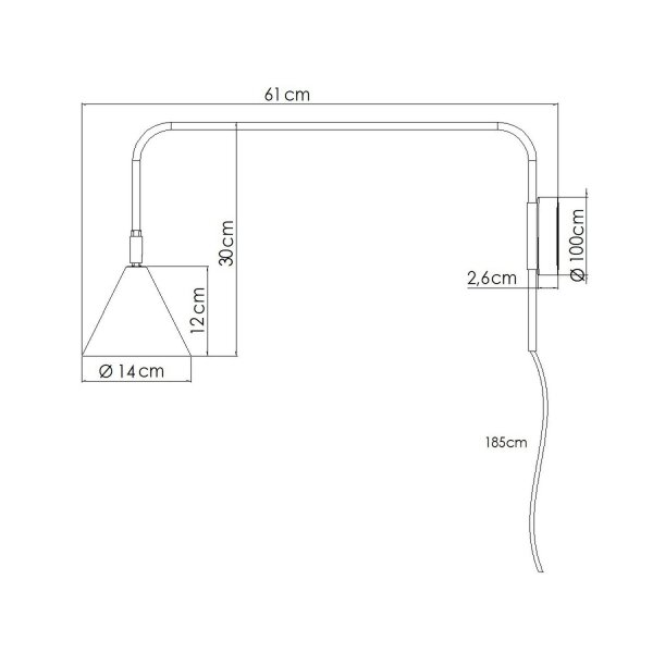 Wandleuchte Stahl Gelb Schalter Stecker E14 T:61cm