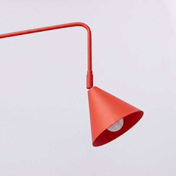 Wandleuchte Stahl Rot Schalter Stecker E14 H:30 cm