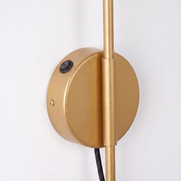Wandlampe Stahl Gold Schalter E14 H:30 cm wohnlich