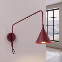 Wandleuchte mit Schalter Stahl Burgund E14 T:61 cm