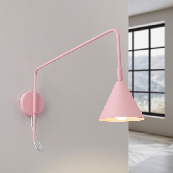 Wandlampe Stahl Rosa Schalter E14 B:14 cm wohnlich