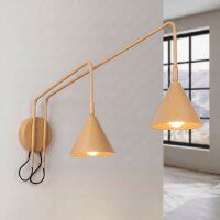 Wandlampe Stahl Gold Schalter 2-flammig E14 B:150cm
