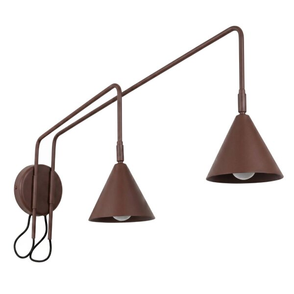 Wandlampe Stahl Braun Schalter 2-flammig E14 H:30cm