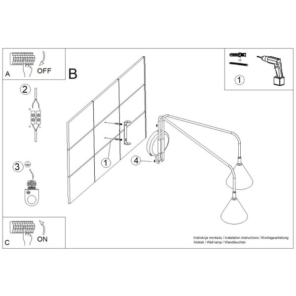 Wandlampe Stahl Braun Schalter 2-flammig E14 H:30cm