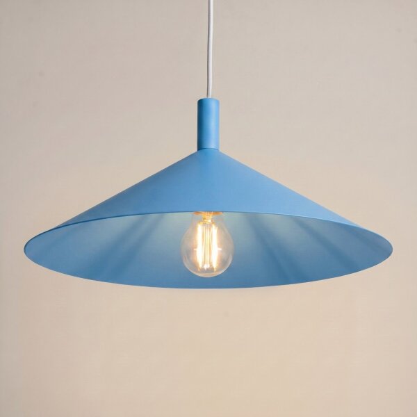 Hängelampe Stahl Hellblau E27 Ø40 cm wohnlich rund