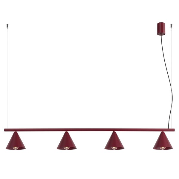 Pendelleuchte Stahl Burgund 4-flammig E14 L:122 cm