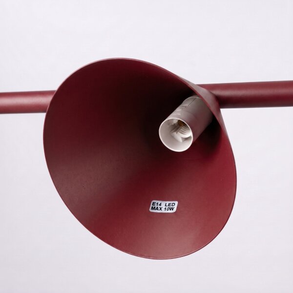 Pendelleuchte Stahl Burgund 4-flammig E14 L:122 cm
