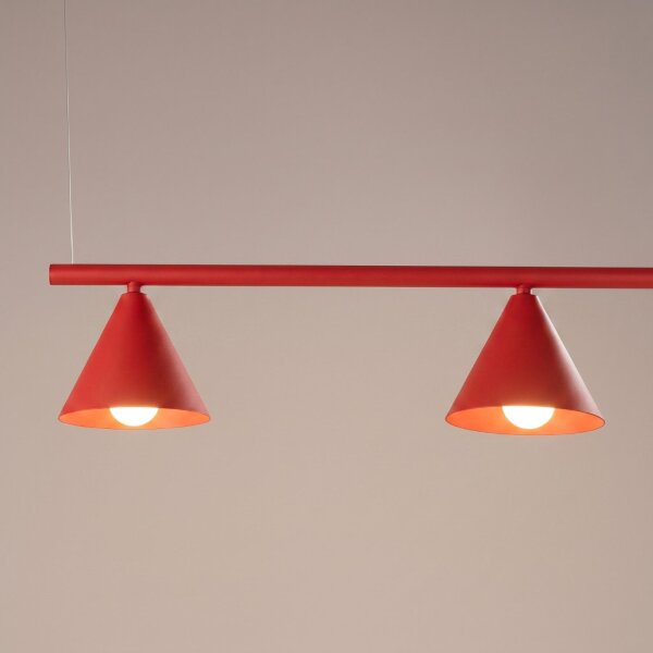 Hängelampe Stahl Rot 4-flammig E14 L:122cm wohnlich