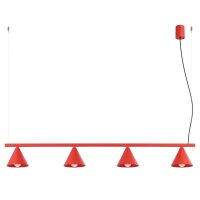 H&auml;ngelampe Stahl Rot 4-flammig E14 L:122cm wohnlich