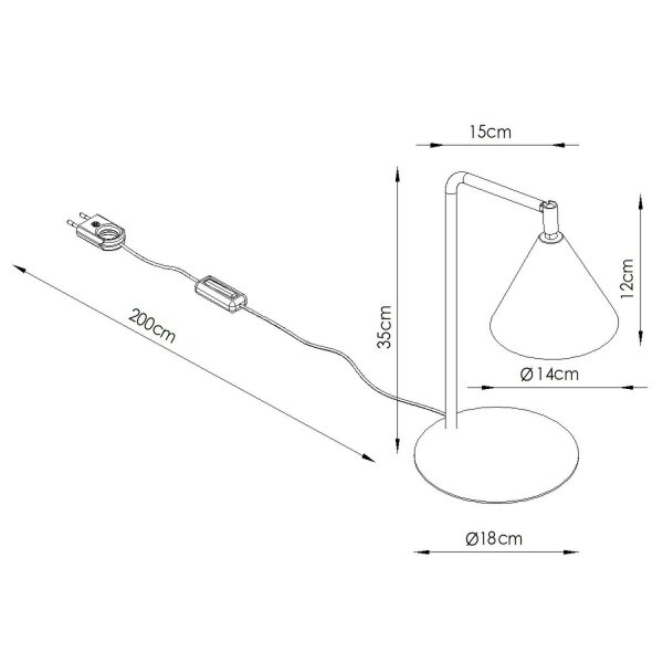 Tischlampe schwenkbar drehbar Stahl Taupe E14 H:35cm