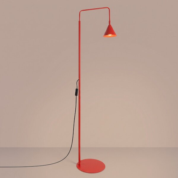 Stehlampe schwenkbar drehbar Stahl Rot E14 H:165cm