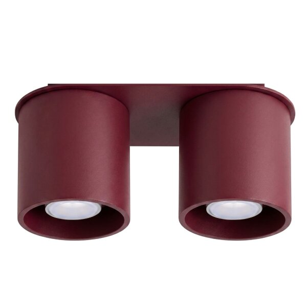 Deckenlampe Aluminium Burgund 2-flammig GU10 L:26cm