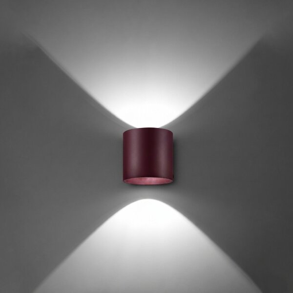 Wandlampe Up Down indirekt Aluminium Burgund G9 H:10cm
