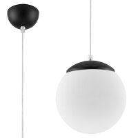 Hängelampe verstellbar Glas Stahl Schwarz E27...