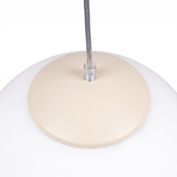 Hängelampe höhenverstellbar Glas Stahl Beige E27 Ø30cm