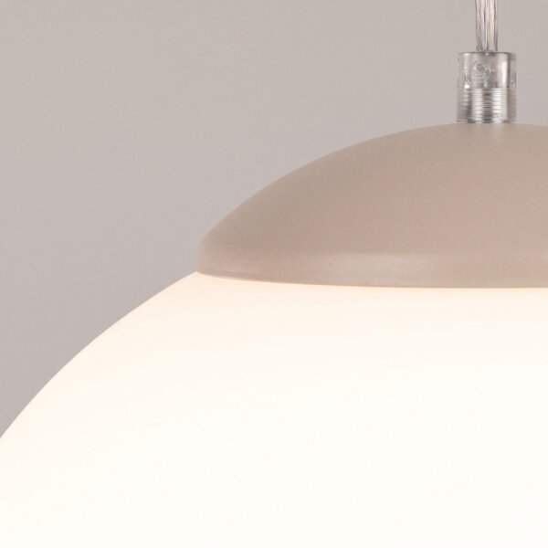 Hängelampe höhenverstellbar Glas Stahl Taupe E27 Ø20cm