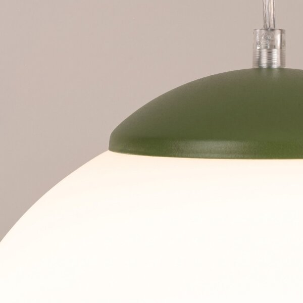 Hängelampe verstellbar Glas Stahl Olivgrün E27 Ø20cm