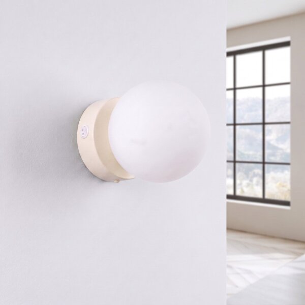 Wandlampe Schalter blendarm Glas Stahl Beige G9 B:12cm