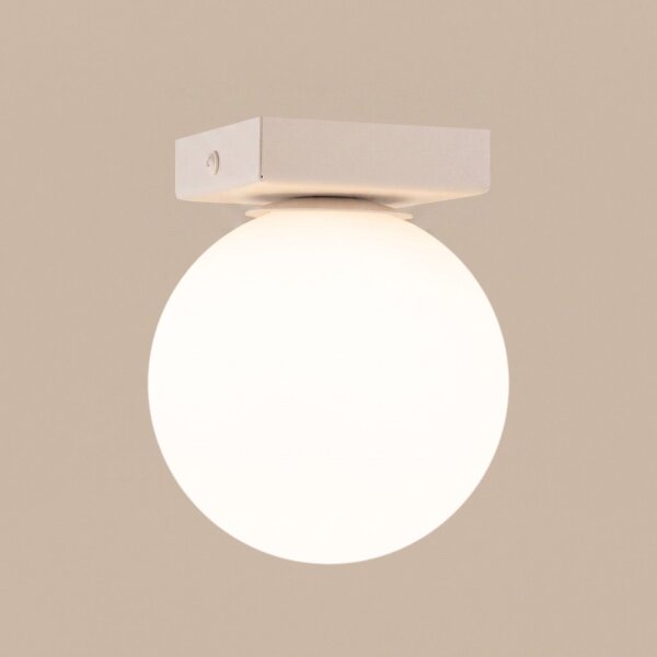 Deckenlampe blendarm Glas Stahl Beige satiniert G9 12cm
