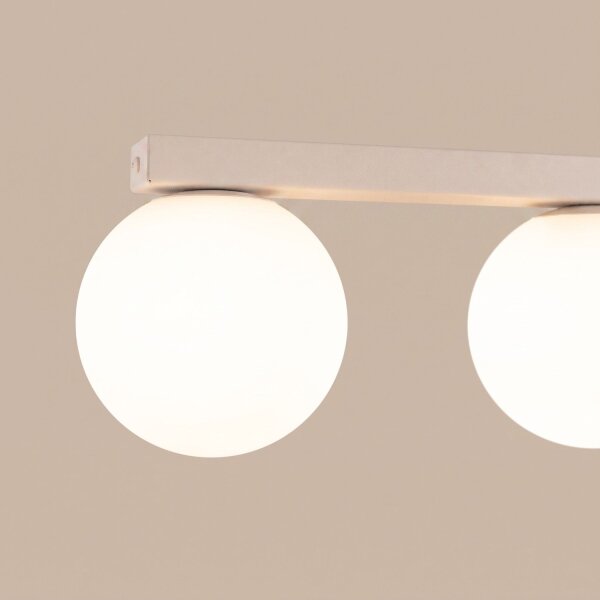 Deckenlampe blendarm Glas Stahl Beige 3-flammig G9 50cm