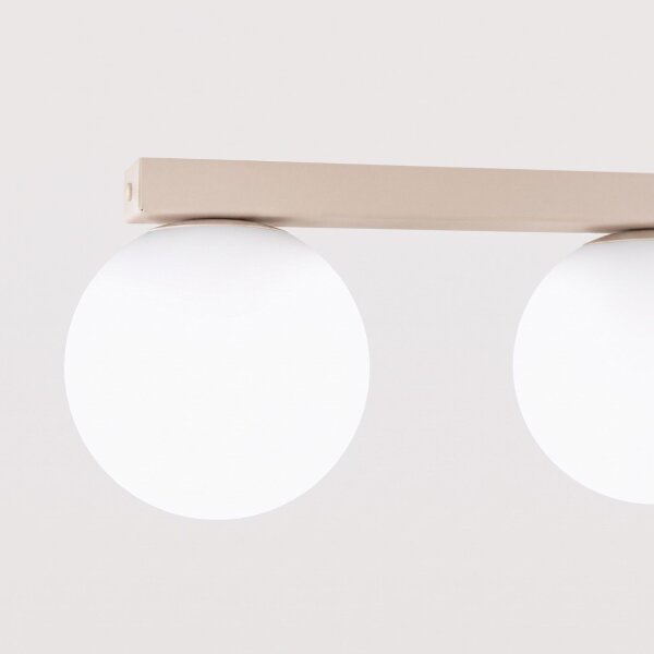 Deckenlampe blendarm Glas Stahl Beige 3-flammig G9 50cm