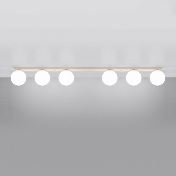 Deckenleuchte blendarm Glas Stahl Beige G9 L:120cm