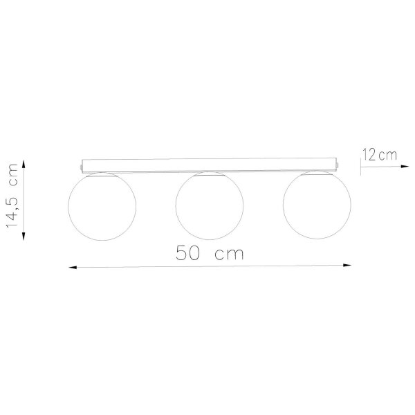 Deckenlampe blendarm Glas Stahl Taupe 3-flammig G9 50cm