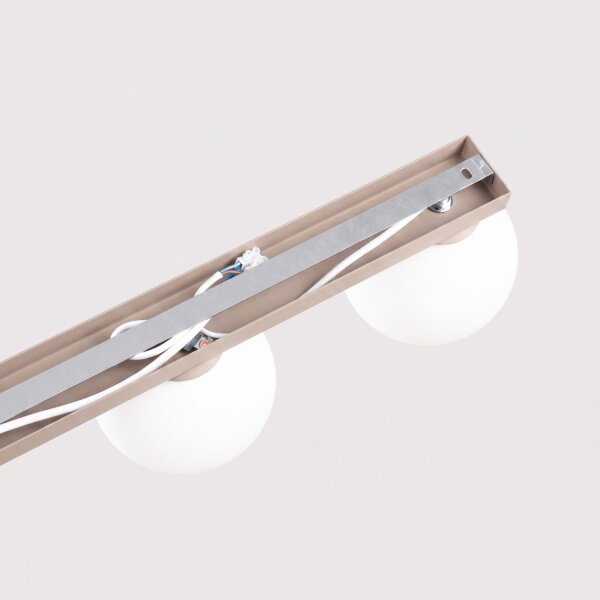 Deckenleuchte blendarm Glas Stahl Taupe G9 L:120cm