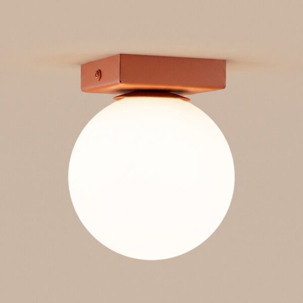 Deckenlampe Glas Stahl Ockerrot satiniert G9 L:12cm