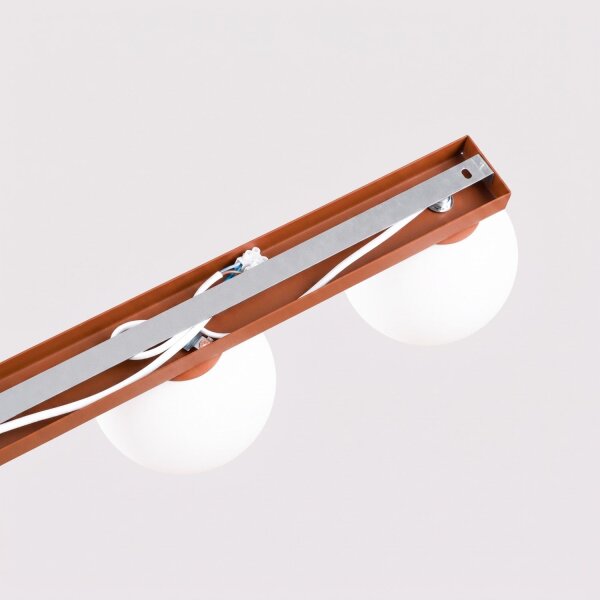 Deckenlampe blendarm Glas Stahl Ockerrot G9 L:50cm