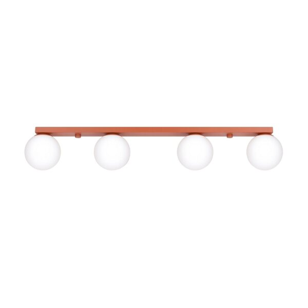 Deckenlampe blendarm Glas Stahl Ockerrot G9 L:88cm
