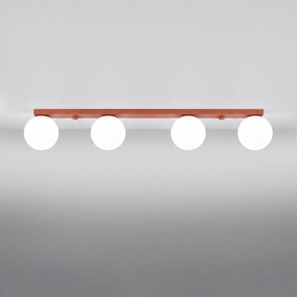 Deckenlampe blendarm Glas Stahl Ockerrot G9 L:88cm