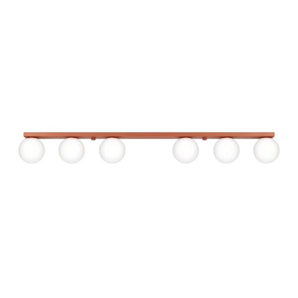 Deckenlampe blendarm Glas Stahl Ockerrot G9 L:120cm