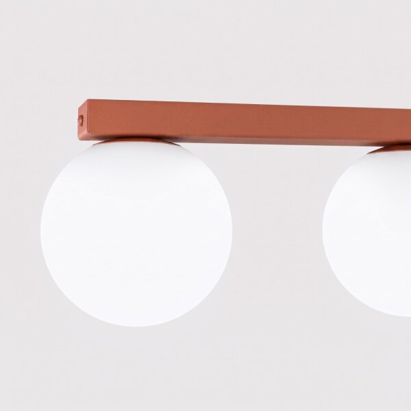Deckenlampe blendarm Glas Stahl Ockerrot G9 L:120cm