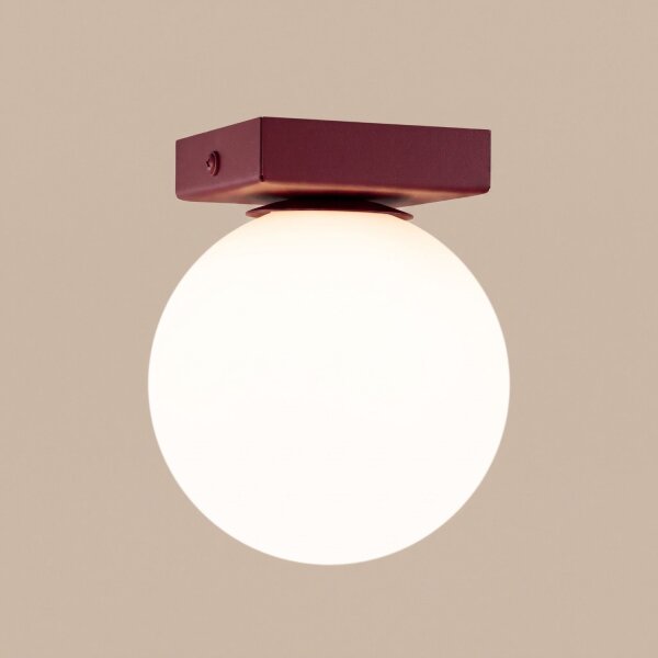 Deckenlampe Glas Stahl Burgund satiniert G9 B:12cm