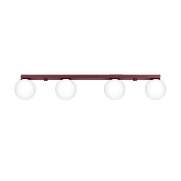 Deckenlampe blendarm Glas Stahl Burgund G9 L:88 cm