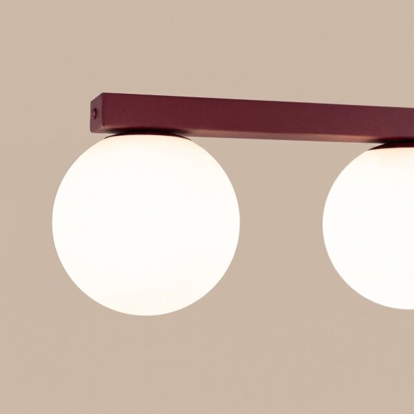 Deckenlampe blendarm Glas Stahl Burgund G9 L:120cm