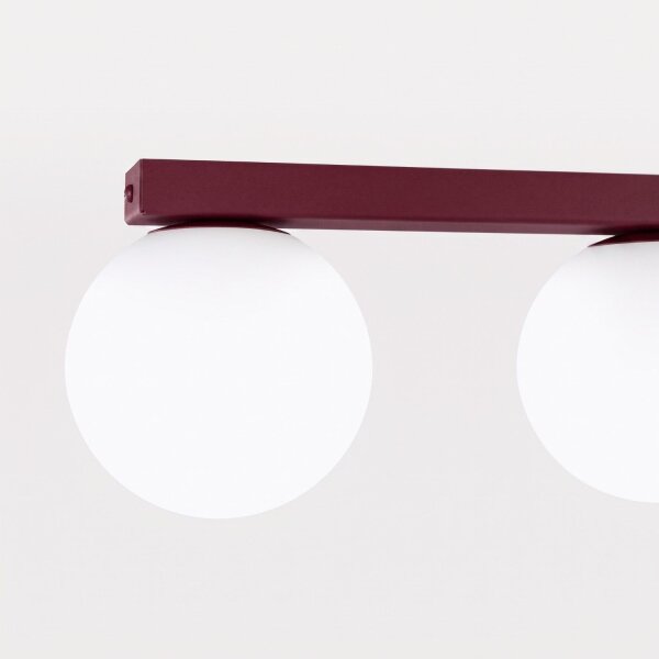 Deckenlampe blendarm Glas Stahl Burgund G9 L:120cm