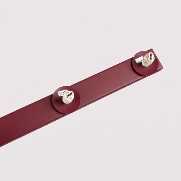 Deckenlampe blendarm Glas Stahl Burgund G9 L:120cm