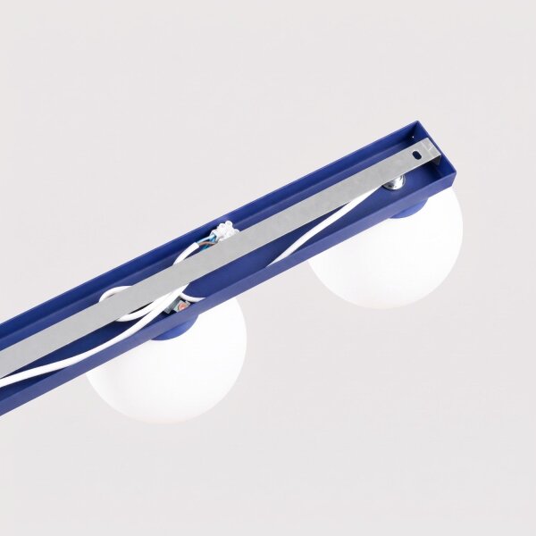 Deckenlampe Glas Stahl Ultramarin 4-flammig G9 L:88cm