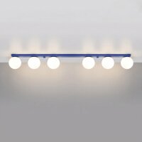 Deckenlampe Glas Stahl Ultramarin 6-flammig G9 L:120cm