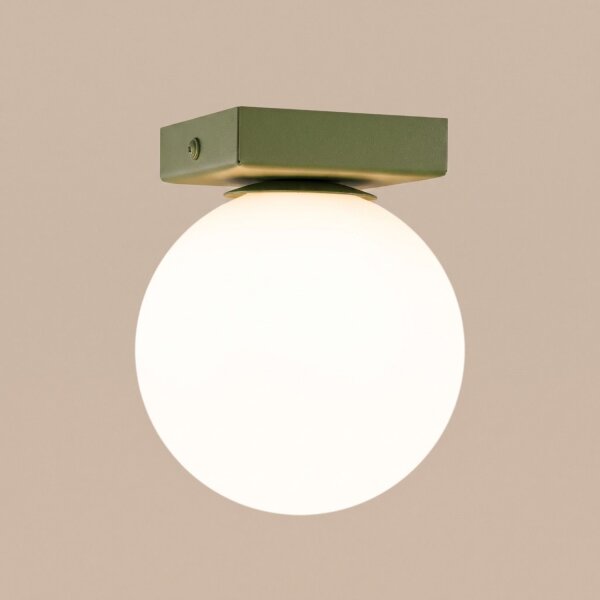 Deckenlampe Glas Stahl Olivgrün satiniert G9 B:12cm