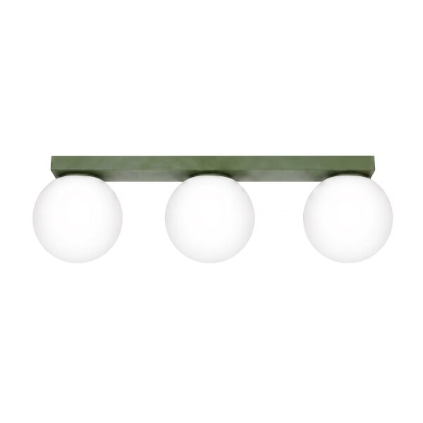 Deckenlampe blendarm Glas Stahl Olivgrün G9 L:50cm