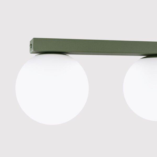 Deckenlampe blendarm Glas Stahl Olivgrün G9 L:120cm