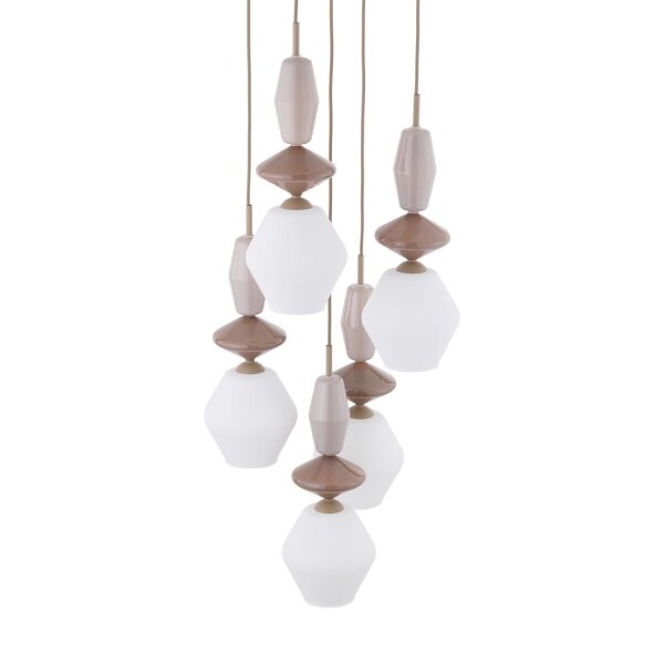 Hängelampe Modern Glas Stahl Sandfarben E14 B:42 cm