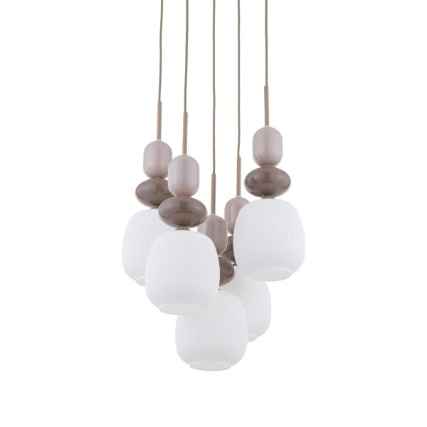 Pendelleuchte Glas Stahl Sand E14 B:42 cm blendarm