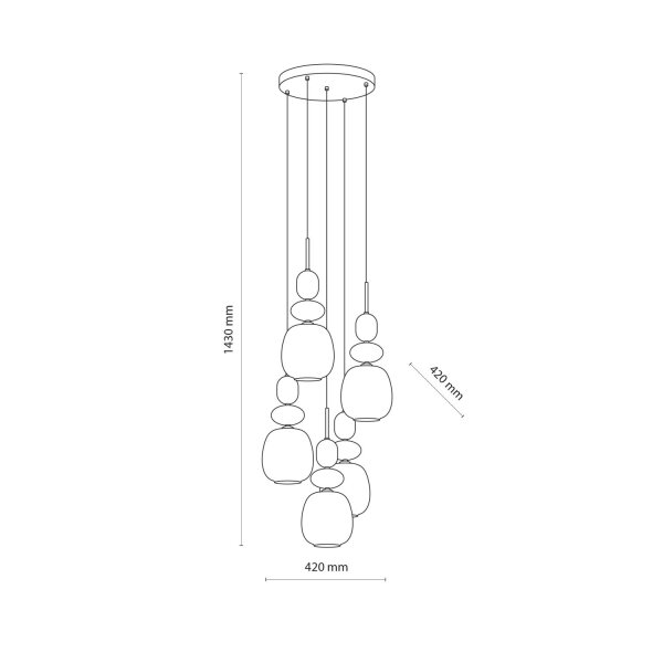 Pendelleuchte Glas Stahl Sand E14 B:42 cm blendarm
